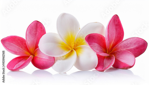 plumeria pink white frangipani flowers isolated on transparent