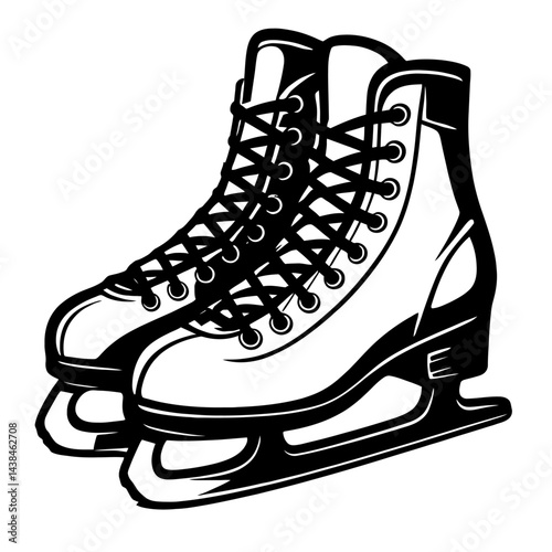 Ice Skates Illustration for Ice Skating or Figure Skating - Black and White for Sports, Winter, or Graphic Themes