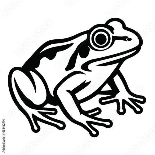 Detailed Frog Animal Illustration with Stripes - Black and White for Nature, Wildlife, or Graphic Themes
