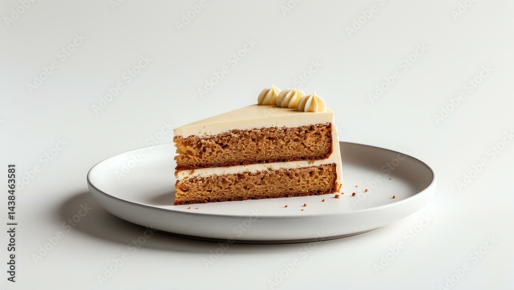 coffee cake slice on a white plate isolated on white background, aesthetic food photography coffee cake slice on a white plate isolated on white background, aesthetic food photography