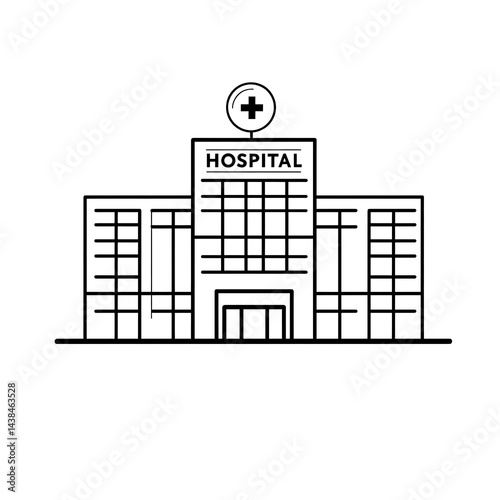 Obraz na płótnie Minimalist line drawing showcasing a clinic, medical facility, or a healthcare center building design. w salonie