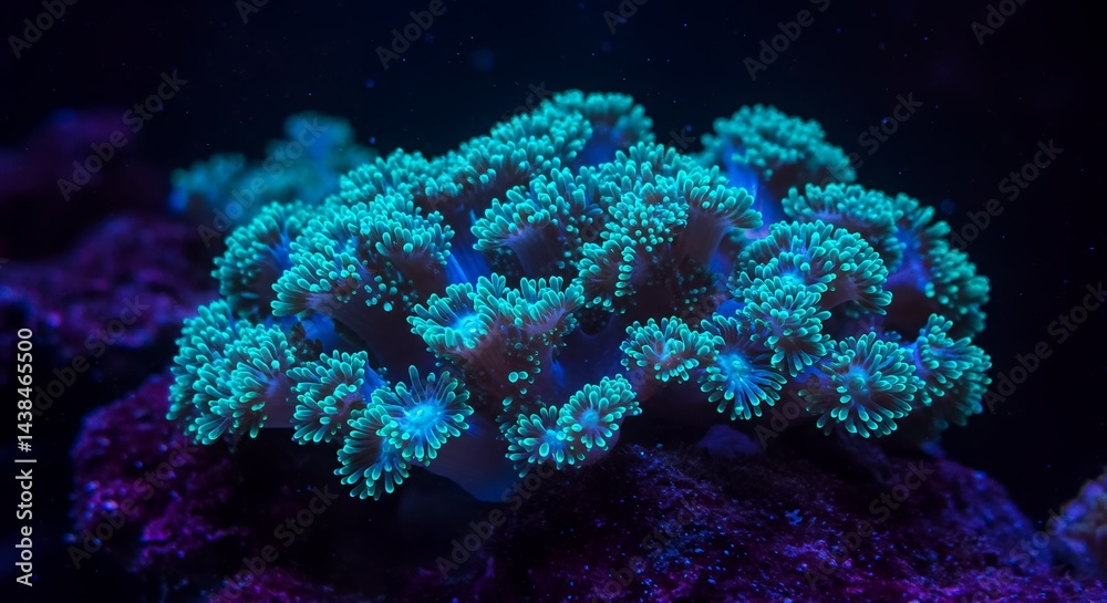 Fototapeta premium Coral Reef with Turquoise Green Polyps