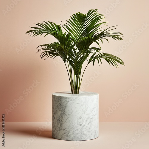 Elegant Indoor Plant in Stylish Marble Pot on Soft Background