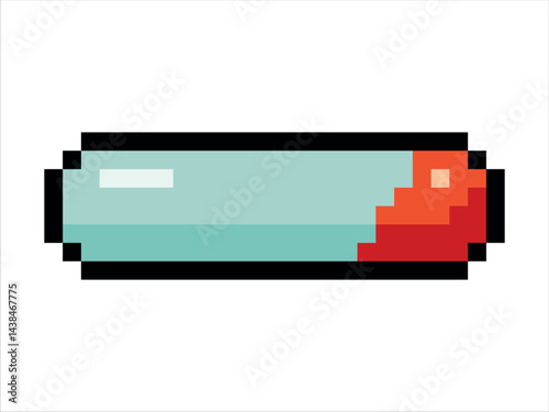 Health scale. Game elements. Retro 8 bit icons for old school platformer video game. Pixel art. Vector illustration isolated on white background.