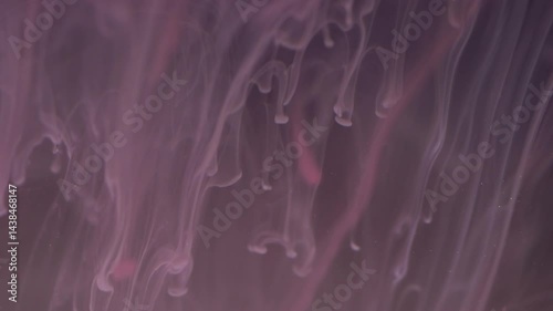 Blur blend spill. Liquid ink paint. Defocused pink colorful shine drops flow vapor cloud texture waves on abstract art background.