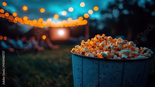 Obraz na płótnie Outdoor movie night popcorn w salonie