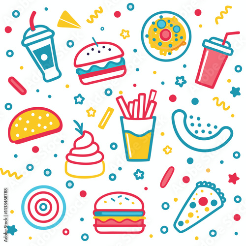 Colorful Fast Food Illustration