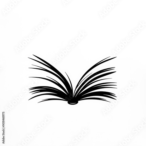 Obraz na płótnie Open Book Silhouette on White Background: Symbol of Knowledge, Reading, Learning, and Imagination. w salonie
