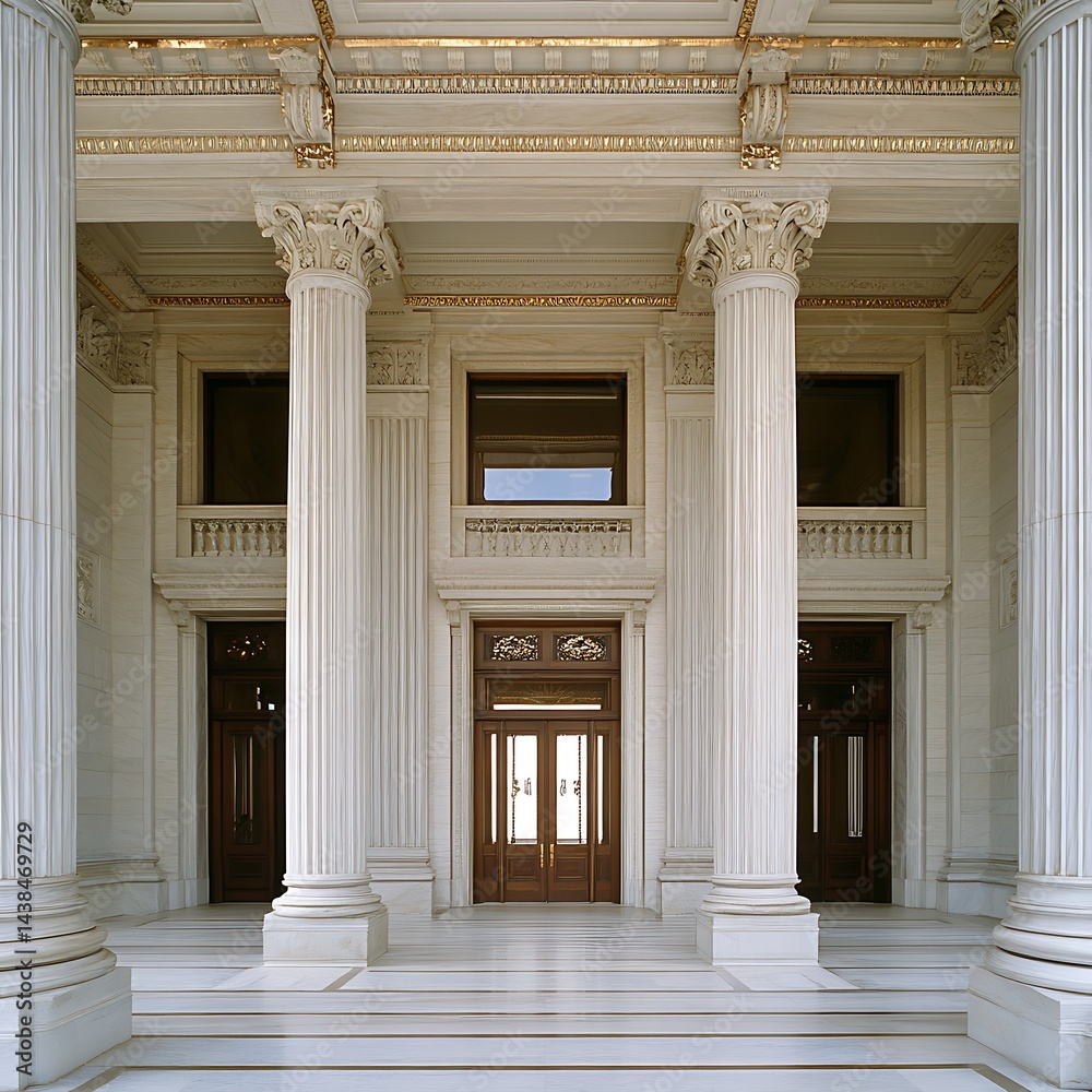 Obraz premium Beautiful marble columns in neoclassical architecture with vast interior high resolution picture