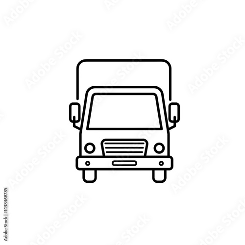 Front view delivery truck line icon for transport logistics