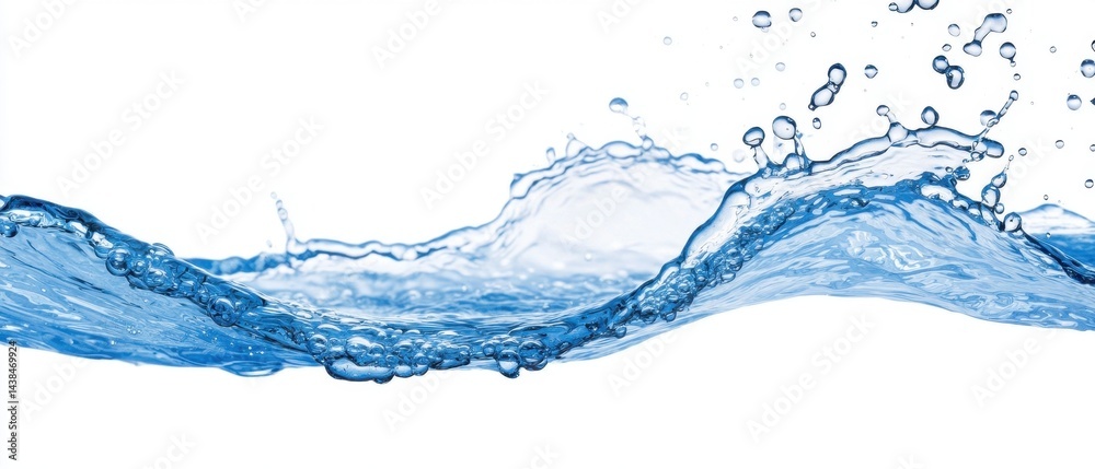 Clear Water Wave Splashing on White Background for Creative Design