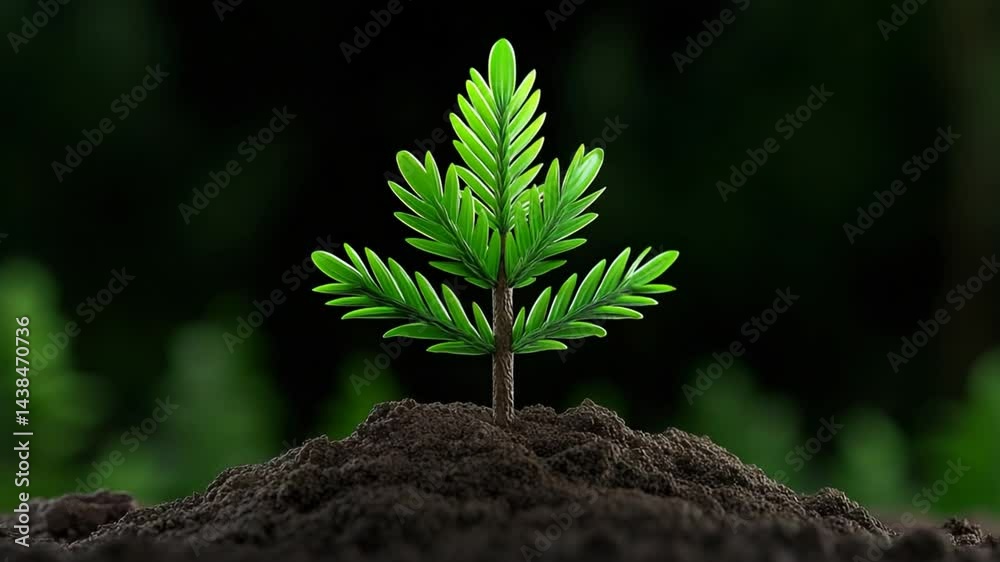 Green Seedling Growing from Dark Soil in Natural Environment Emphasizing Life and Renewal Concepts Green Seedling Growing from Dark Soil in Natural Environment Emphasizing Life and Renewal Concepts