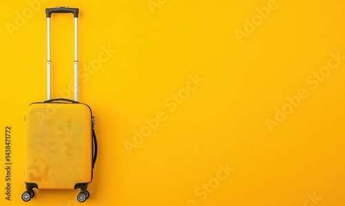 Obraz na płótnie Bright Yellow Suitcase Against Vibrant Yellow Background w salonie