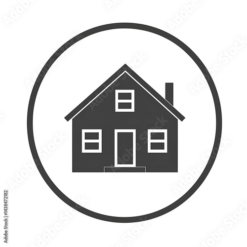 Obraz na płótnie Simple House Outline Inside Circle, Real Estate Design, Residential Building, Family Home Icon, Vector Illustration. w salonie