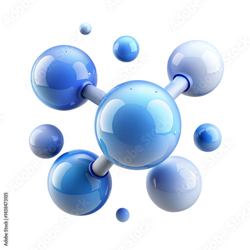 Transparent molecules with different angles, 3d rendering plastic style icon isolated on transparent background PNG file download.