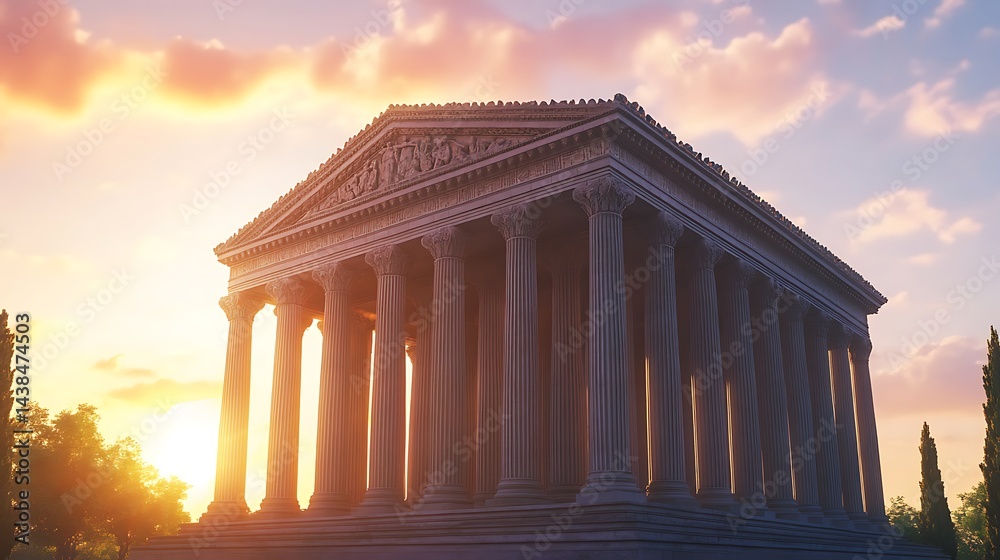 Obraz premium Elegant neoclassical columns and refined architectural features on grand building high resolution picture