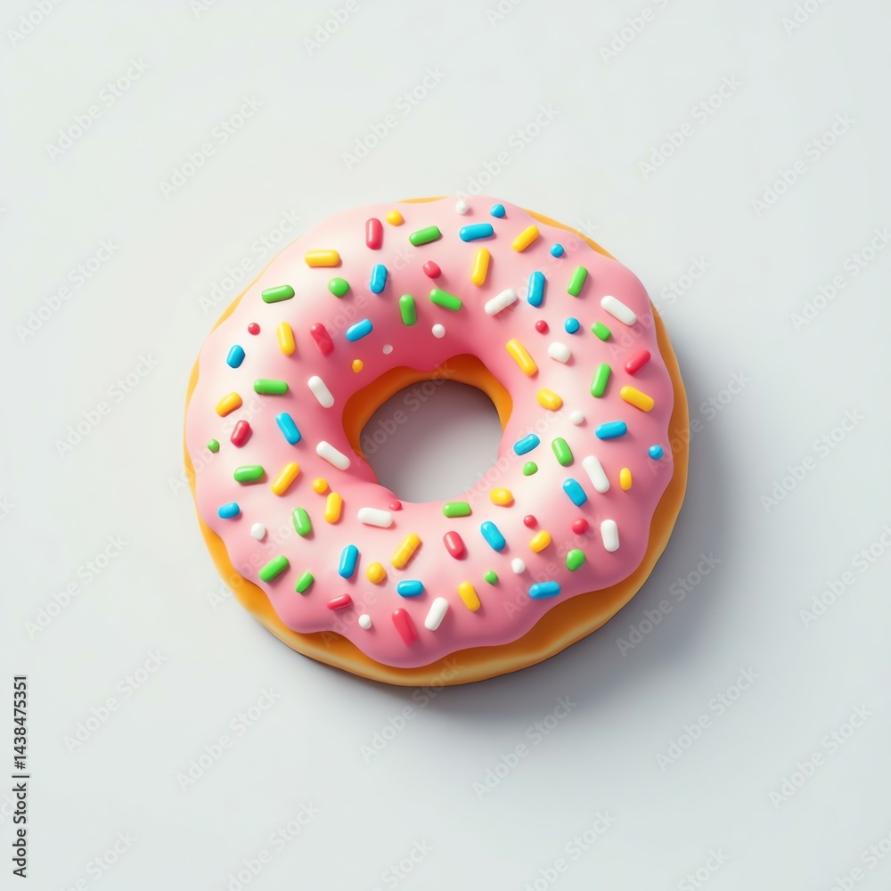 Colorful Donut with Sprinkles Celebrating National Doughnut Day Against a Gray Background Colorful Donut with Sprinkles Celebrating National Doughnut Day Against a Gray Background