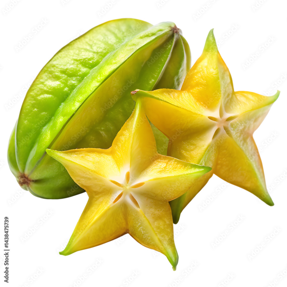 Fototapeta premium Starfruit isolated on transparent background 
