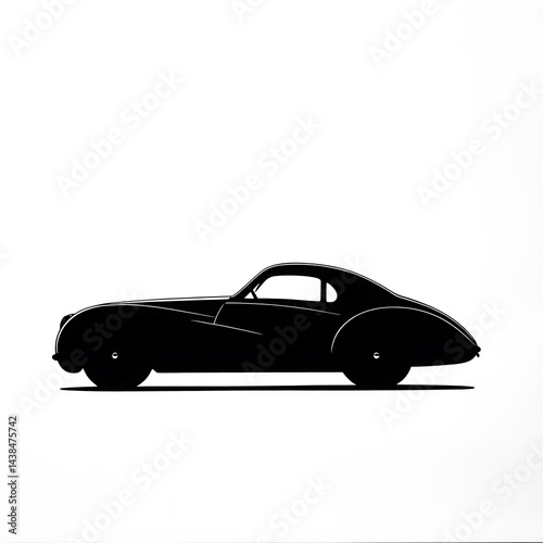 Obraz na płótnie Sleek Vintage Vehicle Silhouette: Classic Car Design, Minimalist Illustration for Automotive Enthusiasts and Retro Transportation Appreciation. w salonie