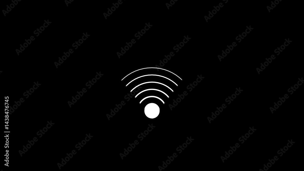 White Wifi Icon Animation On A Black Background For Technology And Connectivity Concepts