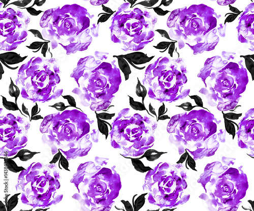 Fototapeta Naklejka Na Ścianę i Meble -  Seamless watercolor flowers pattern. Abstract pattern. 