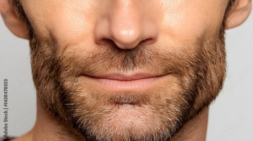 Fototapeta premium Close-up of a man's jawline and chin