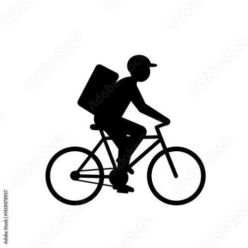 Bicycle courier silhouette icon for eco-friendly delivery