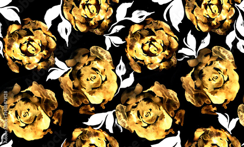 Fototapeta Naklejka Na Ścianę i Meble -  Seamless watercolor flowers pattern. Abstract pattern. 