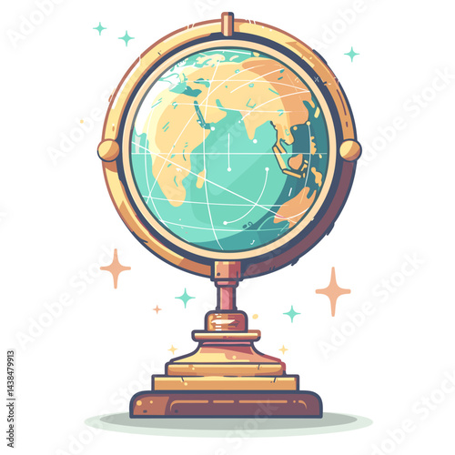 Illustration of a cartoon globe on a white background. Vector illustration.