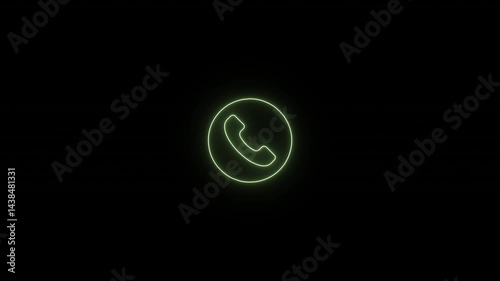 Color changing neon call circular icon with different colors