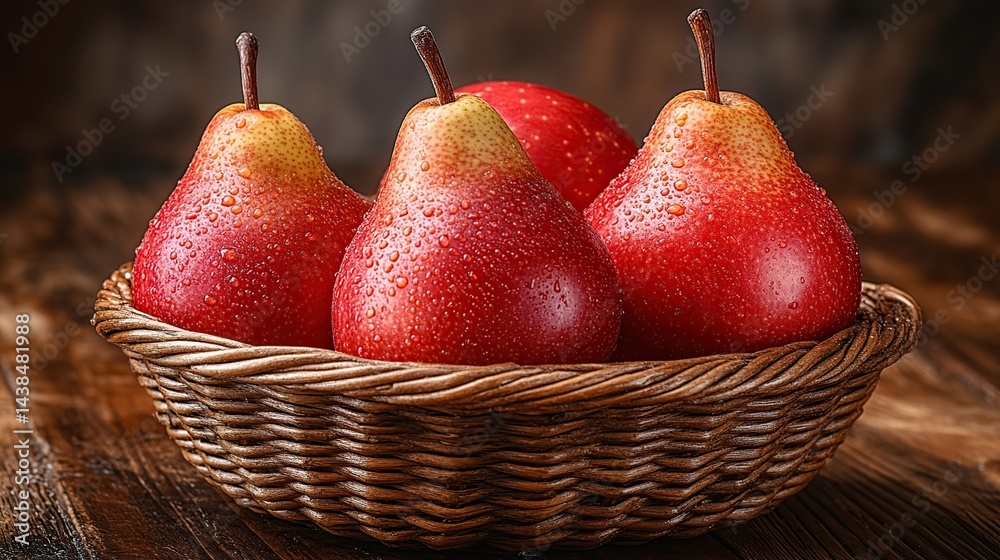 Fresh pears in a basket