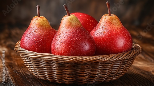 Obraz na płótnie Fresh pears in a basket w salonie