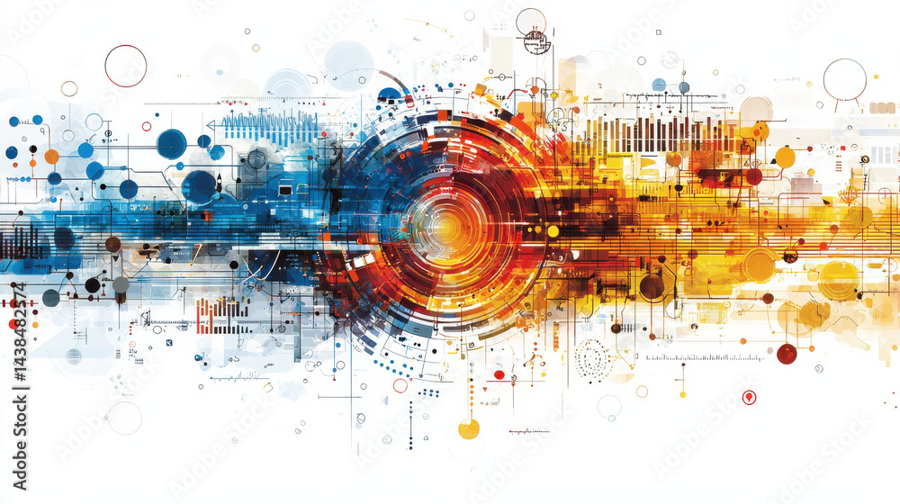 Obraz premium Abstract digital art with vibrant colors and patterns