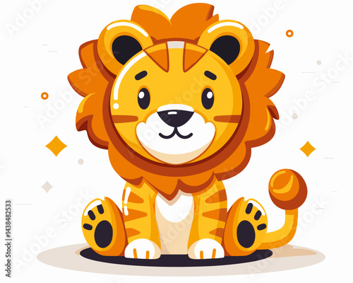 Cute lion cartoon vector illustration. Cute animal character design.