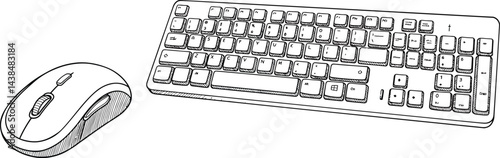 Black and White Vector Mouse and Keyboard