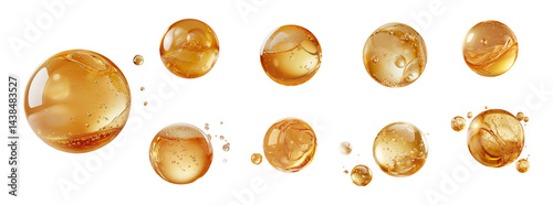 Golden oil bubble with photorealistic details and a glossy finish