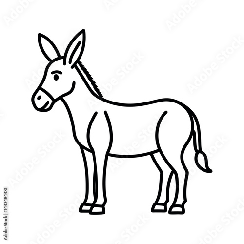 outline of a donkey line art vector