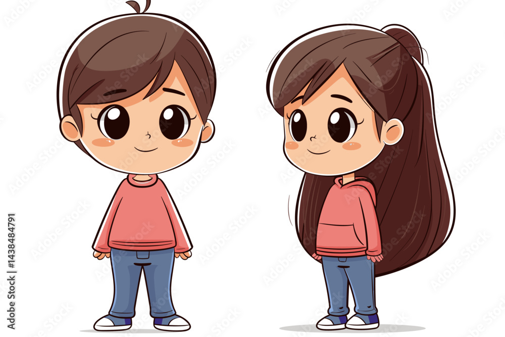 Vector illustration of a little girl with long hair in different poses.
Vector illustration of a little girl with long hair in different poses.