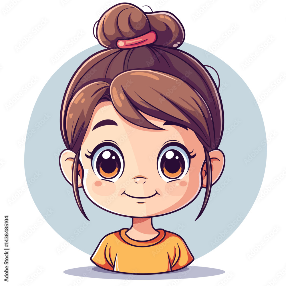 Obraz premium Cute little girl cartoon. Vector illustration. Cute little girl.