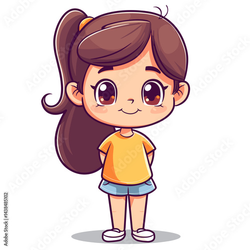 Cute little girl cartoon. Vector illustration. Cute little girl.