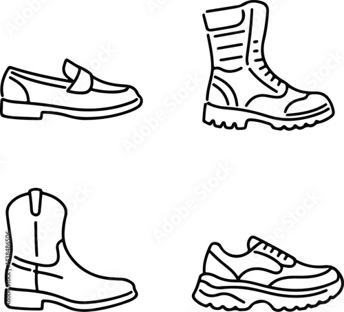 Shoes Icon Silhouette Set | Footwear Vector Collection Stylish Shoes Silhouette Icons | Sneaker and Boot Vector Art