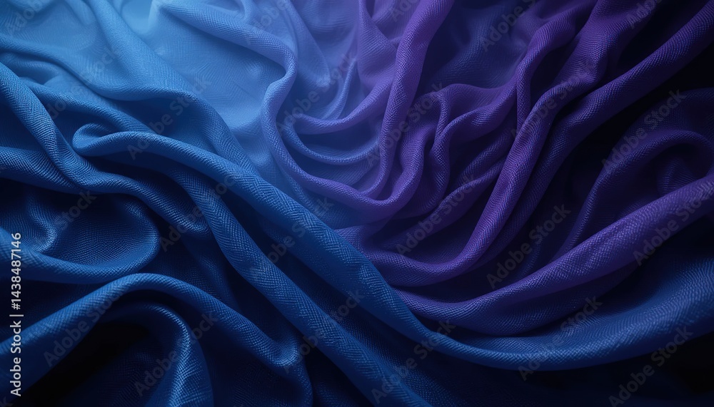 Fototapeta premium Draped Blue and Purple Fabric with Gradient Hues