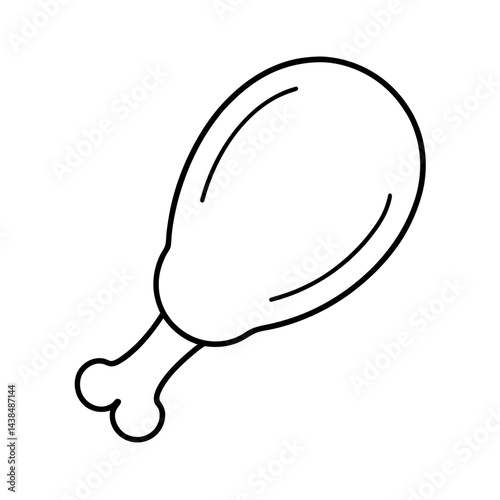outline of a chicken drumstick line art vector