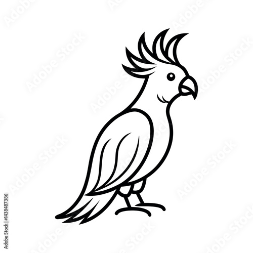 outline of a cockatoo line art vector