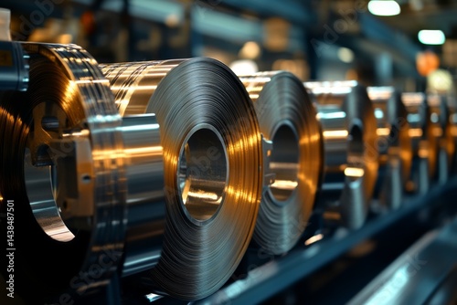 Large industrial factory machine with polished metal cylinders