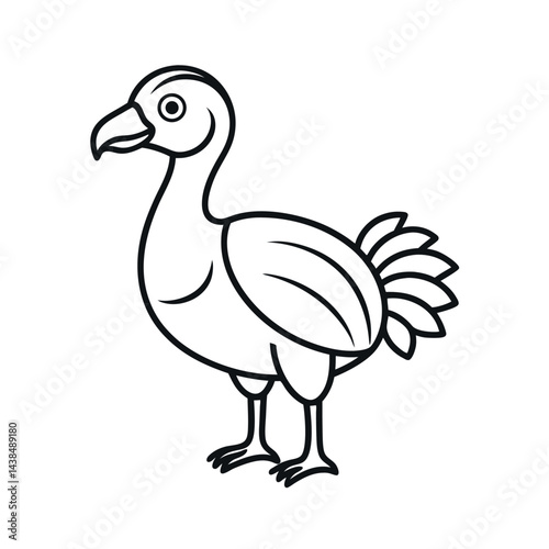 outline of a dodo line art vector