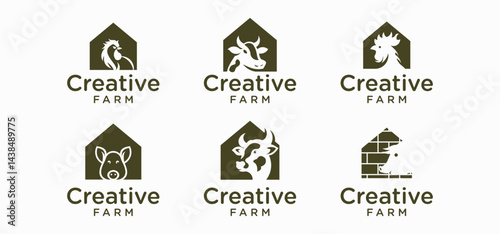animal farm logo, livestock raising logo, Logo of livestock farm providing pet meat.