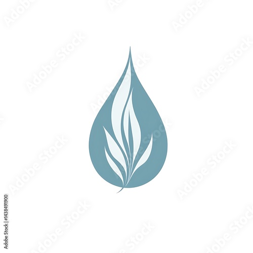Elegant Water Drop Logo with Leaf Design: Clean, Modern Symbol for Natural Purity and Growth,
