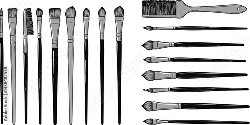 Black and White Vector Art Brushes Set