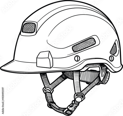 Black and White Vector Safety Helmet